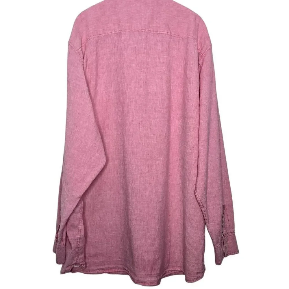 Tommy Bahama Linen Blend Shirt Size XXL Pink Button Down